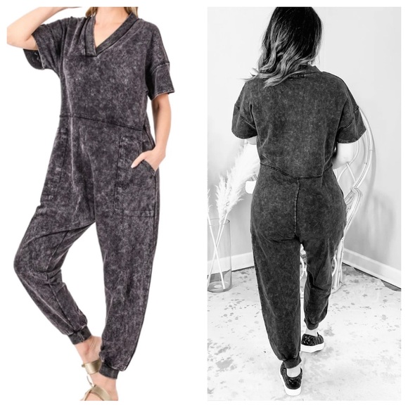Favorite Mineral Wash Loose Fit Harem Jumpsuit - Picture 6 of 6